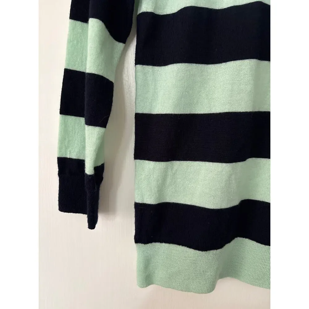 J Crew Tippi Tie Neck Merino Wool Striped Cozy Sweater Size M Casual Preppy Top